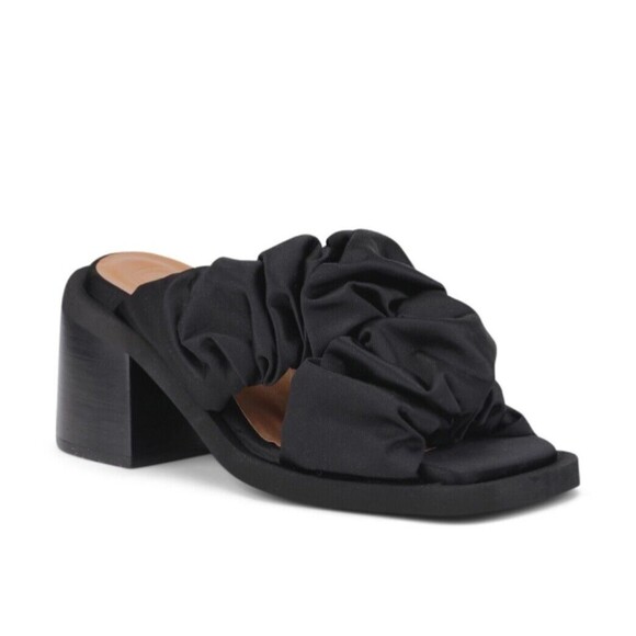 Ganni Ruched Slide Sandal Women’s Black Size 38/8 made in Spain